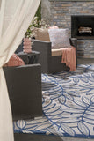 Nourison Aloha Indoor/Outdoor Ivory/Navy 5'3" x 7'5" Area Rug, Easy Cleaning, Non Shedding, Bed Room, Living Room, Dining Room, Backyard, Deck, Patio (5x7)