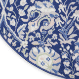 Nourison Whimsicle Traditional Navy Multicolor 5' x Round Area Rug, Easy Cleaning, Non Shedding, Bed Room, Living Room, Dining Room, Kitchen (5 Round)