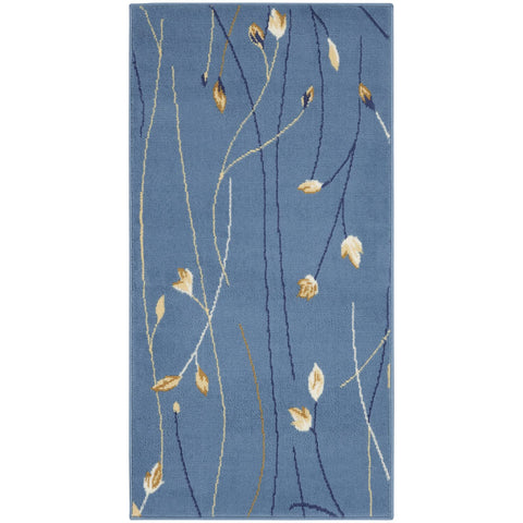 Nourison Grafix Light Blue 3'9" x 5'9" Area Rug, Modern, Botanical , Bed Room, Living Room, Dining Room, Kitchen, Easy Clean, Non Shedding, (4' x 6')