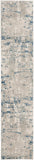 Nourison Concerto Distressed Ivory Grey Blue 2'2" x 10' Area_Rug, Easy-Cleaning, Non Shedding, Bed Room, Living Room, Dining Room, Kitchen (2x10)