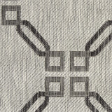 Nourison Garden Party Ivory/Charcoal 5'3" x Round Area Rug, Traditional, Trellis, Bed Room, Living Room, Dining Room, Kitchen, Easy Cleaning, Non Shedding, (5' Round)