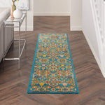 Nourison Allur Traditional Turquoise Ivory 2'3" x 7'6" Area -Rug, Easy -Cleaning, Non Shedding, Bed Room, Living Room, Dining Room, Kitchen (2x8)