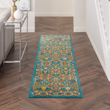 Nourison Allur Traditional Turquoise Ivory 2'3" x 7'6" Area -Rug, Easy -Cleaning, Non Shedding, Bed Room, Living Room, Dining Room, Kitchen (2x8)
