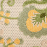 Nourison Aloha Indoor/Outdoor Ivory Green 2' x 6' Area Rug, Easy-Cleaning, Non Shedding, Bed Room, Living Room, Dining Room, Backyard, Patio, Deck (2x6)