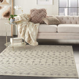 Nourison Grafix Moroccan Ivory/Grey 5'3" x 7'3" Area Rug, Easy Cleaning, Non Shedding, Bed Room, Living Room, Dining Room, Kitchen (5x7)