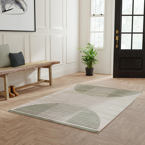 Nourison Astra Machine Washable Ivory Olive 5'3" x 7' Area Rug Easy Clean, Non Shedding, Bed Room, Living Room, Dining Room, Kitchen (5' x 7')