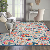 Nourison Passion Floral Ivory 1'10" x 6' Area Rug, Easy Clean, Non Shedding, Bed Room, Living Room, Dining Room, Kitchen (2x6)