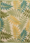 Nourison Aloha Floral Indoor/Outdoor Green Multicolor 5'3" x 7'5" Area Rug, Easy Clean, Non Shedding, Bed Room, Living Room, Dining Room, Backyard, Deck, Patio (5x7)