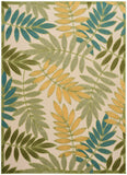 Nourison Aloha Floral Indoor/Outdoor Green Multicolor 5'3" x 7'5" Area Rug, Easy Clean, Non Shedding, Bed Room, Living Room, Dining Room, Backyard, Deck, Patio (5x7)