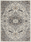 Nourison Elation Floral Ivory Grey 2'3" x 7'6" Area -Rug, Easy -Cleaning, Non Shedding, Bed Room, Living Room, Dining Room, Kitchen (2x7)" }
