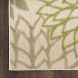 Nourison Aloha Indoor/Outdoor Ivory Green 2' x 6' Area Rug, Easy Cleaning, Non-Shedding, Bed Room, Living Room, Dining Room, Backyard, Patio, Deck (2x6)