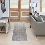 Nourison Serenity Home Geometric Blue Ivory 2'2" x 7'6 Area -Rug, Easy -Cleaning, Non Shedding, Bed Room, Living Room, Dining Room, Backyard, Deck, Patio (2x8)