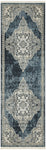 Nourison Geneva Blue/Grey 2'2" x 7'6" Area Rug, Traditional, French Country, Easy Cleaning, Non Shedding, Bed Room, Living Room, Dining Room, Kitchen, (8' x Runner)