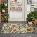 Nourison Aloha Indoor/Outdoor Ivory/Multi 2'8" x 4' Area -Rug, Easy -Cleaning, Non Shedding, Bed Room, Living Room, Dining Room, Backyard, Deck, Patio (3x4)