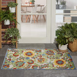 Nourison Aloha Indoor/Outdoor Ivory/Multi 2'8" x 4' Area -Rug, Easy -Cleaning, Non Shedding, Bed Room, Living Room, Dining Room, Backyard, Deck, Patio (3x4)