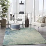 Nourison Passion Navy/Light Blue 3'9'' x 5'9'' Area-Rug, Modern, Abstract, Easy-Cleaning, Non Shedding, Bed Room, Living Room, Dining Room, Kitchen, (4' x 6')