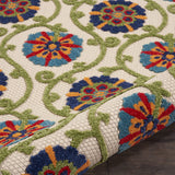 Nourison Aloha Indoor/Outdoor Blue/Multicolor 2'8" x 4' Area -Rug, Easy -Cleaning, Non Shedding, Bed Room, Living Room, Dining Room, Deck, Backyard, Patio (3x4)