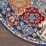 Nourison Grafix Traditional Multicolor 5'3" x Round Area -Rug, Easy -Cleaning, Non Shedding, Bed Room, Living Room, Dining Room, Kitchen (5 Round)
