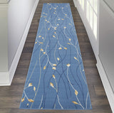 Nourison Grafix Light Blue 2'3" x 12' Area Rug, Modern, Botanical , Bed Room, Living Room, Dining Room, Kitchen, Easy Clean, Non Shedding, (12' Runner)