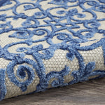 Nourison Aloha Indoor/Outdoor Grey/Blue 2'3" x 8' Area Rug, Transitional, French Country, Easy Cleaning, Non Shedding, Bed Room, Kitchen, Living Room, Deck, Backyard, (8' x Runner)