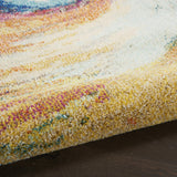 Nourison Celestial Multicolor Wave 4' x Round Area Rug, Abstract, Spiral, Bed Room, Living Room, Dining Room, Kitchen, Easy Cleaning, Non Shedding, (4' Round)