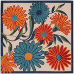 Nourison Aloha Multicolor 5' x Square Area Rug, Easy Clean, Non Shedding, Bed Room, Living Room, Dining Room, Kitchen (5' Square)
