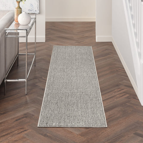 Nourison Textured Home All-Over Design Ivory Grey 2'3" x 7'6" Area Rug, Easy Clean, Non Shedding, Bed Room, Living Room, Dining Room, Kitchen (2x8)