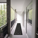 Nourison Easy Care Indoor/Outdoor Charcoal Black 2'2" x 12' Area -Rug, Easy -Cleaning, Non Shedding, Bed Room, Living Room, Dining Room, Backyard, Deck, Patio (2x12)