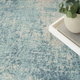 Nourison Astra Machine Washable Abstract Blue Ivory 5'3" x 7' Area -Rug, Easy -Cleaning, Non Shedding, Bed Room, Living Room, Dining Room, Kitchen (5x7)