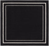 Nourison Essentials 60" Square Fabric Indoor/Outdoor Rug in Black Ivory