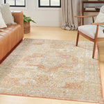 Nourison Essentials 4' x 6' Beige Rust Indoor/Outdoor Vintage Distressed Geometric Area Rug