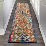 Nourison Aloha Indoor/Outdoor Multicolor 2'3" x 10' Area Rug, Transitional, French Country, Easy Cleaning, Non Shedding, Bed Room, Kitchen, Living Room, Deck, Backyard, (10' x Runner)