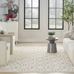 Nourison Jubilant 63x87 Indoor Transitional Fabric Rug in Ivory and Green