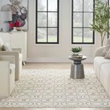 Nourison Jubilant 63x87 Indoor Transitional Fabric Rug in Ivory and Green