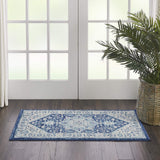 Nourison Tranquil Ivory/Navy 2' x 4' Area Rug - Easy Clean, Non Shedding, Bed Room, Living Room, Dining Room, Kitchen (2' x 4')