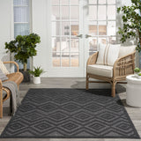 Nourison Versatile Indoor/Outdoor Charcoal/Black 5' x 7' Area Rug, Easy Cleaning, Non Shedding, Bed Room, Living Room, Dining Room, Deck, Backyard, Patio, High Traffic Area (5x7)
