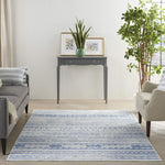 Nourison Whimsicle Tribal Ivory Blue 4' x 6' Area Rug, Easy Cleaning, Non Shedding, Bed Room, Living Room, Dining Room, Kitchen (4x6)