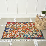 Nourison Aloha Indoor/Outdoor Multicolor 2'8" x 4' Area Rug, Transitional, French Country, Easy Cleaning, Non Shedding, Bed Room, Kitchen, Living Room, Deck, Backyard, (3' x 4')
