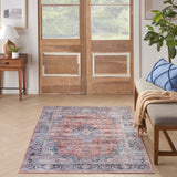 Nourison Brilliance Machine Washable Traditional Vintage Blue/Multi 4' x 6' Area -Rug, Easy -Cleaning, Non Shedding, Bed Room, Living Room, Dining Room, Kitchen (4x6)