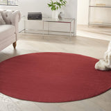 Nourison Essentials Solid Contemporary Brick Red 6' Round Area Rug , 6' X 6'Round