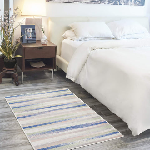 Nourison Whimsicle Abstract Ivory Multicolor 3' x 5' Area Rug, Easy Cleaning, Non Shedding, Bed Room, Living Room, Dining Room, Kitchen (3x5)