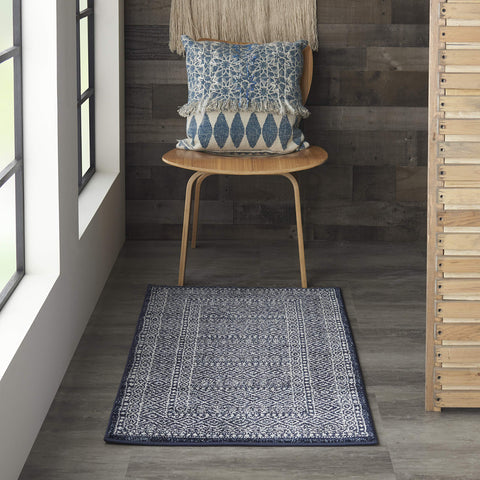 Nourison Royal Moroccan Distressed Bohemian Navy/Grey 2'2" x 3'9" Area Rug (2'x4'), NAVGY