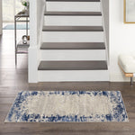 Nourison Cyrus Modern Ivory/Navy 2'6" x 4' Area -Rug, Easy -Cleaning, Non Shedding, Bed Room, Living Room, Dining Room, Kitchen (3x4)