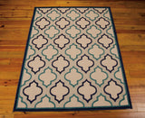 Nourison Aloha Indoor/Outdoor Navy 3'6" x 5'6" Area Rug, Tropical, Botanical, Easy Cleaning, Non Shedding, Bed Room, Living Room, Dining Room, Deck, Backyard, Patio (3x5)