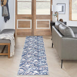Nourison Washables Floral Navy Multicolor 2'2" x 8' Area -Rug, Easy -Cleaning, Non Shedding, Bed Room, Living Room, Dining Room, Kitchen (2x8)" }