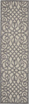 Nourison Palamos Indoor/Outdoor Cream Grey 2'2" x 7'6" Area Rug, Easy Cleaning, Non Shedding, Bed Room, Living Room, Dining Room, Backyard, Deck, Patio (2x8)