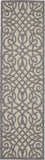 Nourison Palamos Indoor/Outdoor Cream Grey 2'2" x 7'6" Area Rug, Easy Cleaning, Non Shedding, Bed Room, Living Room, Dining Room, Backyard, Deck, Patio (2x8)