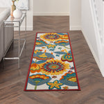 Nourison Aloha Indoor/Outdoor Multicolor 2'3" x 8' Area Rug, Floral, Contemporary, Easy Cleaning, Non Shedding, Bed Room, Living Room, Deck, Backyard, (8' x Runner)