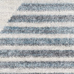 Nourison Astra Machine Washable Geometric Ivory Blue 2'2" x 10' Area -Rug, Easy -Cleaning, Non Shedding, Bed Room, Living Room, Dining Room, Kitchen (2x10)