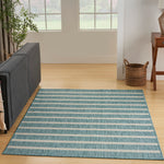 Nourison Positano Indoor/Outdoor Aqua Ivory 4' x 6' Area -Rug, Easy -Cleaning, Non Shedding, Bed Room, Living Room, Dining Room, Deck, Backyard, Patio (4x6)
